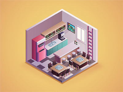 Ideal Office Corners: Pantry That Makes WFH Seem Like a Bad Idea booze coffee machine design designkl designsg icecream machine illustration isometric jin design pantry teamtvt vector