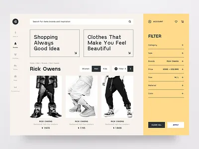 Marketplace UI KIT 18design character clean clean ui clothes dashboard dribbble illustration interface market marketplace minimalism productdesign rickowens shop shopping ui uidesign ux vector