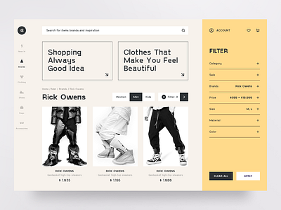 Marketplace UI KIT 18design character clean clean ui clothes dashboard dribbble illustration interface market marketplace minimalism productdesign rickowens shop shopping ui uidesign ux vector