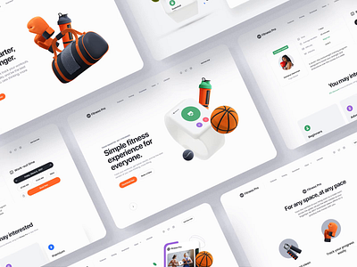 Fitness Pro: Desktop Version – ☀️Light/🌒Dark Mode 3d 3d illustration booking class clean dark theme fitness hero header illustration minimal mockup template ui ui design ui kit ux ux design web web design workout