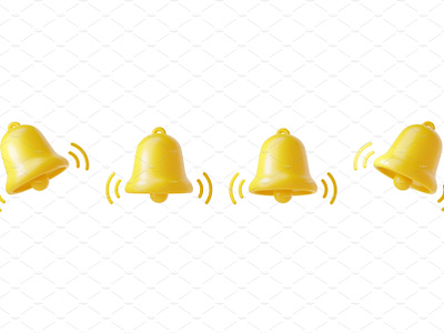Notification bell icon 3d render -
