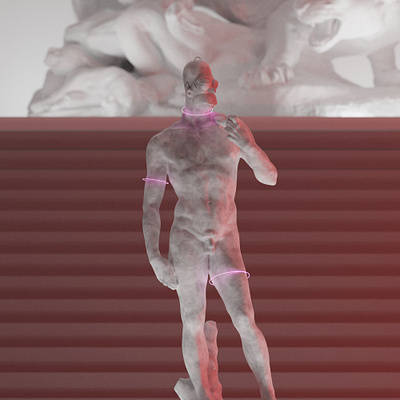 Michelangelo Homer-David statue blender crypto cryptoart cyberpunk homer homer simpson invite loop modern neon nft nfts sculpt simpson statue withfnd