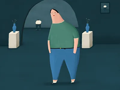 Sad Lad blue dark depressed gallery illustration personal sad lad sombre vase