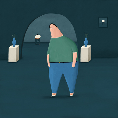 Sad Lad blue dark depressed gallery illustration personal sad lad sombre vase