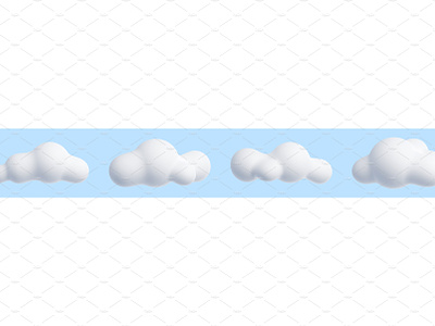 White cloud cartoon 3d render set -