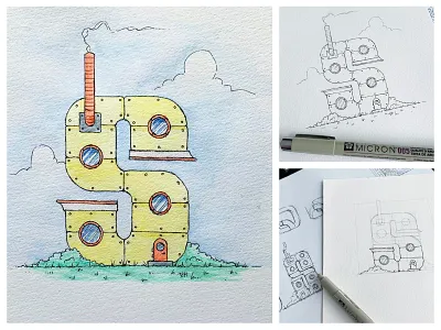 S - 2020 36daysoftype building dhultin illustration s type typography window yellow yellow submarine