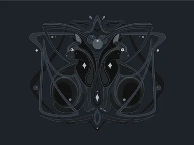 Black cat art nouveau affinitydesigner artnouveau black blackcat cat decor decoration design illustration illustrator ornament pattern vector