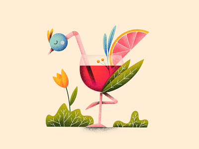 Cocktail Bird - Heralds of Spring bird bloom citrus cocktail creative creativity drink flower illustration illustration art imagination nature procreate spring