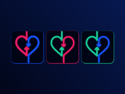 Dating app icons app dark mode dark theme dating app design icon logo neon tinder ui ux vector