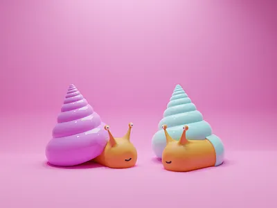 Slimy & Squishy 3d b3d blender character characters concept illustration low poly lowpoly render snail snails