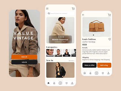 E-Commerce for seconded-hands clothes app design ui