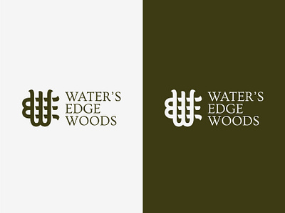 Waters Edge Woods Logo logo monogram shadows typography