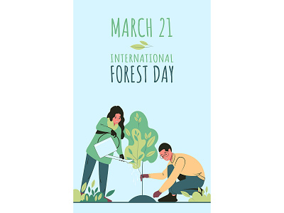 Forest Day care for the environment ecology flat forest illustration illustrator planting a forest social poster vector