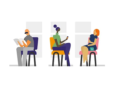 Waiting room animation character character design doctor flat illustration illustrator motion graphics simple vector waiting room