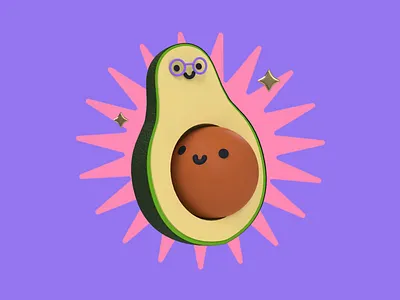 Avocado 3d 3d animation avocado c4d character cute glasses hug icon illustration love mom mother motherhood mothers day parenting revolut