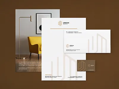 Urban Module Business Stationery brand design brand identity branding mockup business stationery flatlay logo minimal visual identity