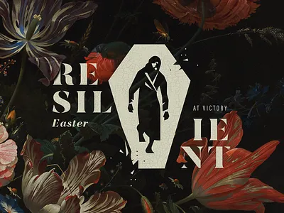 Resilient death easter flowers illustration jesus life sermon art vintage