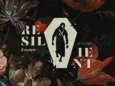 Resilient death easter flowers illustration jesus life sermon art vintage