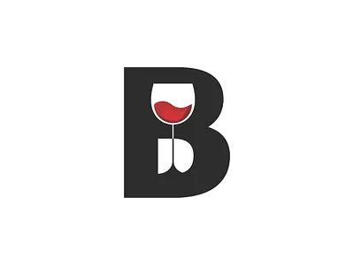 'B' Wine Logo design illustration logo minimal typography
