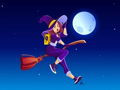 Witch's Letter Delivery Service art cg cgart delivery design digital flat graphic illustration vector witch