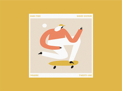 High Tide Sound System, Volume 21 album art figure illustration high tide illustration playlist cover skateboarding skater summer