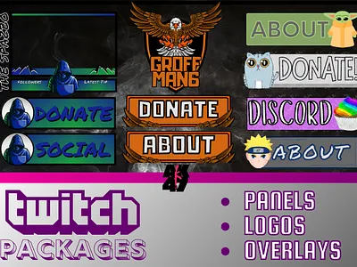 Twitch Packages fiverr logo overlay panels streamer