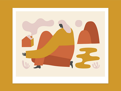 Coming Home art art print figure illustration home illustration warm colors