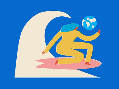 Surf for the Earth art print earth earth day figure illustration illustration ocean surf surfing wave