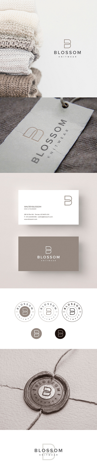 BLOSSOM Knitwear branding design illustration logo minimal