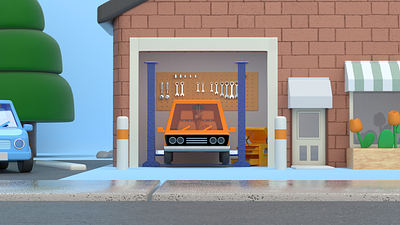 Repair shop 3d art 3d illustration 3d rendering building car repair cinema 4d environment explainer video machine parts repairpal startup store front tools town