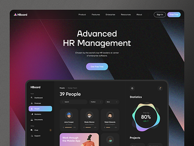 HR Management Software Landing Page chat coaching crm dashboad dashboard design dashboard ui employee finance hr hr software human resources landing page landing page design management ronas it statistics ui ux web web design