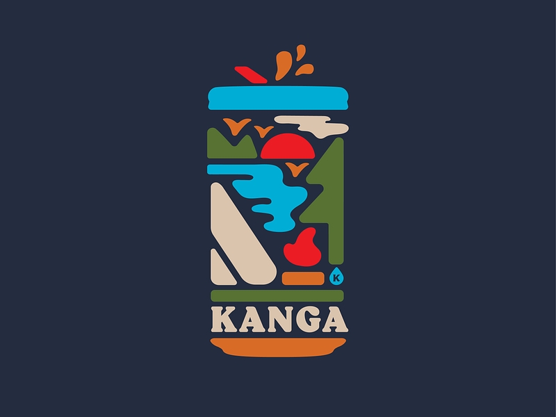 Kanga - EcoDrive Partnership badge beer beer cans branding camping coolers environment illustration mountains nature typography