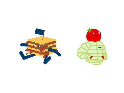 Food characters exploration character food lasagna pasta pesto tomato