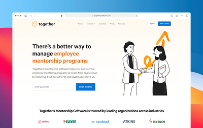 Together Homepage branding hero homepage illustration landing page marketing mentoring ui