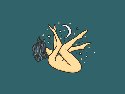 Falling Artwork beauty clipart feminine hand drawn handdrawn illustration logo minimalistic moon sky stars vector woman