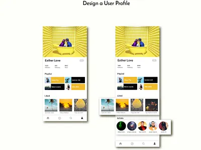 Music app user profile design contrast design illustration music app music app design music app ui music player ui ux