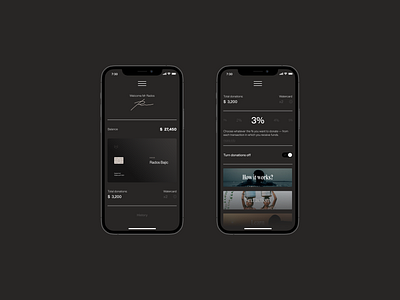 Watercard® — Wallet App account app app design charity credit card menu navigation screens transaction history wallet watercard