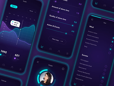 lifestyle app dark mode animation app app design application concept cxdojo dark dark mode dark theme development graphic health interface ios lifestyle mobile motion quality ui ux