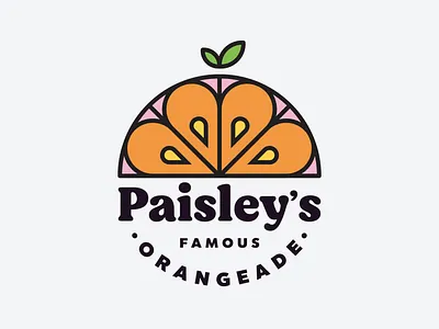 Paisleys Famous Orangeade badge branding design fruit lemonade logo orange