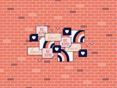 Be kind friendship illustration kindness love pixel art