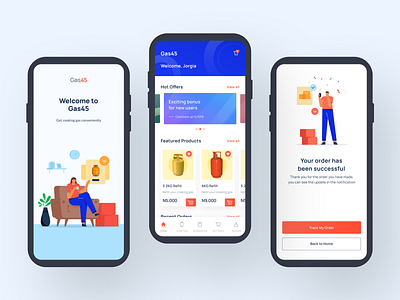 Gas45 - Gas Refill Service branding design ecommerce illustration interaction design landing page mobile product design shipping shopping ui ux