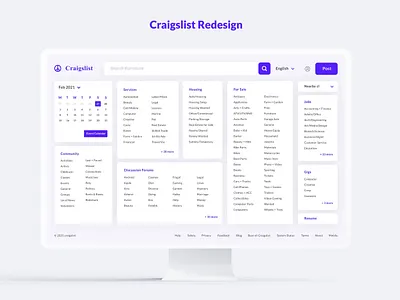 Craigslist Redesign - Home page exercise interface redesign ui web