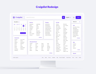 Craigslist Redesign - Home page exercise interface redesign ui web