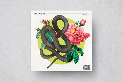 LIVE OR DIE debut album album album art album cover floral flowers graphic graphic design packaging snake snake illustration vintage vinyl vinyl record