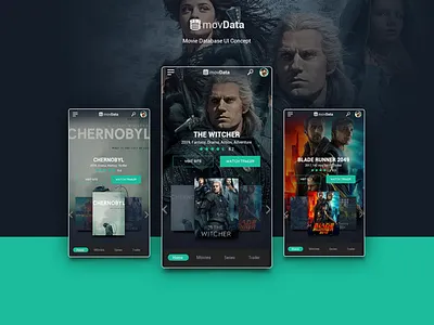 movData Movie Database Concept app app design design mobile modern ui ui design uiux web webdesign