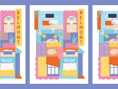 Quarantine Bubble apartment bright colors design drawing flat illustration hand lettering illustration lettering pastel colors plants poster quarantine quarantine life typography