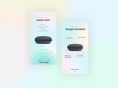 Google Home Mini UI Concept 1 animation app google design gradient design home app icon illustrator minimal typography ui ux web website