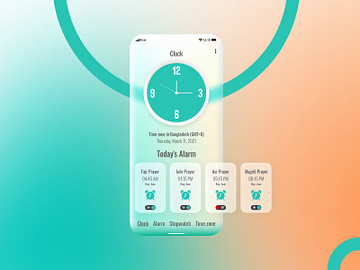 Glassmorphism Clock best shot blur blur background blurred background clean clean design clean ui clock concept flat glassmorphic glassmorphism minimal minimalism mobile app redesign trend 2021