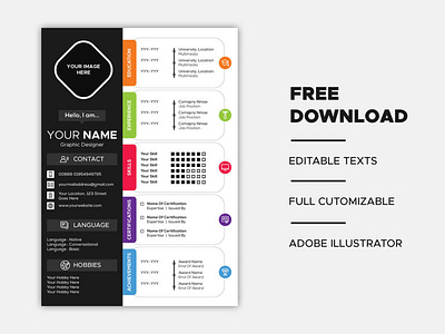 resume free 768x576 adobe illustrator adobe photoshop adobe xd adobexd design figma freebie graphicdesign sketch uiux