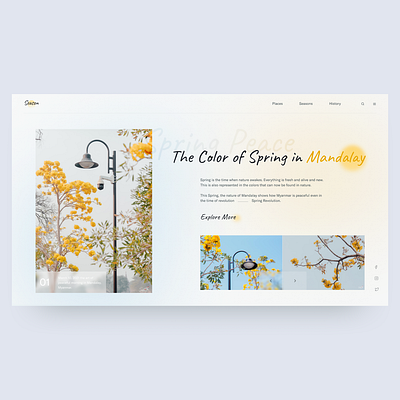 Web Design 05 - Mandalay Spring 30daysofwebdesign branding challenge dailywebdesign design figma glassmorphism mandalay morning nature soft color spring ui uidesign web design webdesign webinspiration webinterface